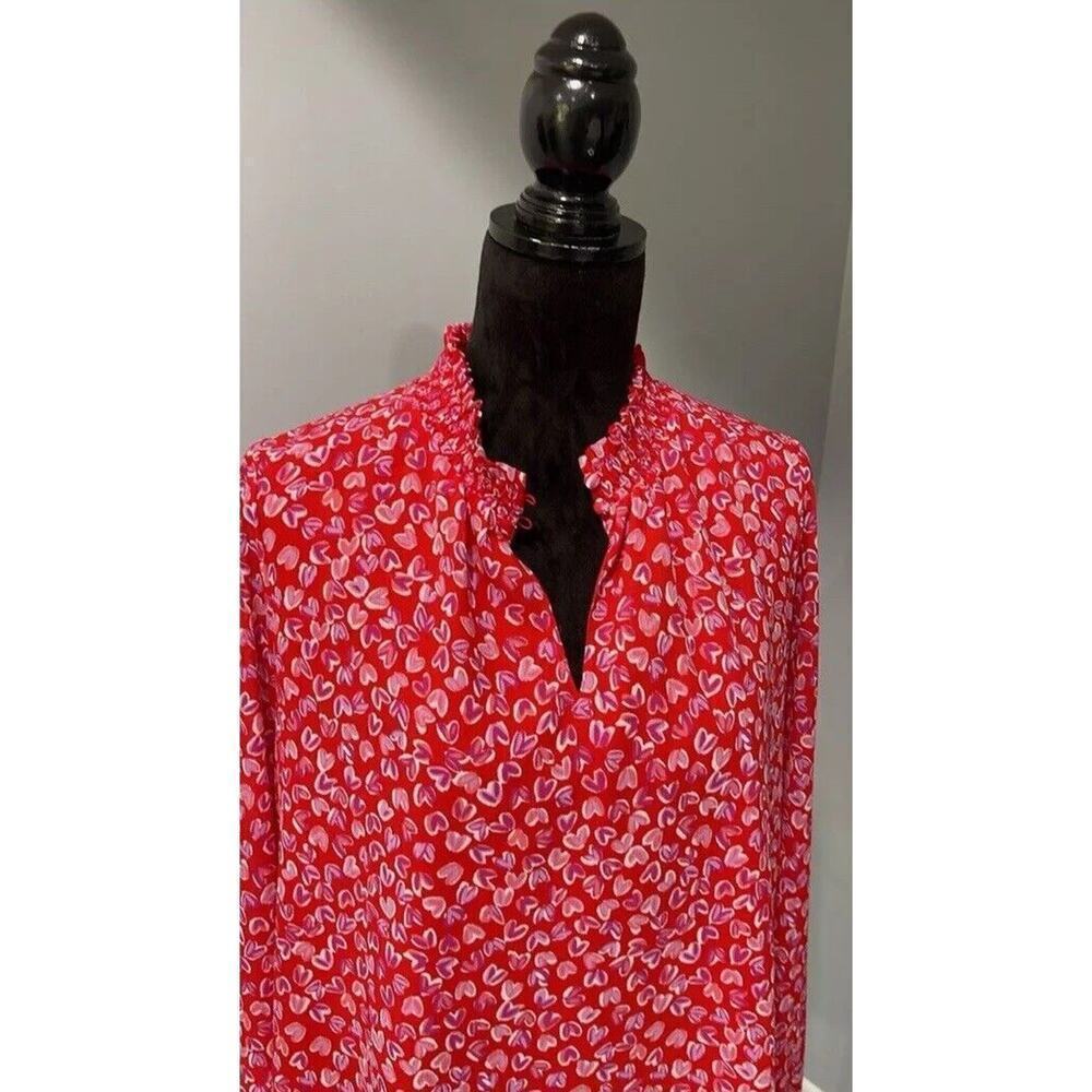 J.Crew Heart Print Keyhole Blouse Small Red Pink NWT - Picture 5 of 11